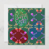 "Heb een gelukkige Pasen" Eieren Groene Blank Kaar Feestdagenkaart (Voorkant)