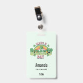Heb een geluksdag Retro Typografie Badge (Voorzijde met clip)