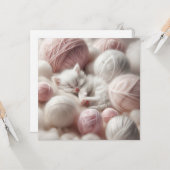 Heb een Gesponnen-effect dag | Schattigee Kitten V Kaart (Voorkant / Achterkant in situ)