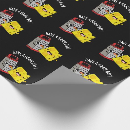 Heb een geweldige dag Grappige Kaas Pun Dark BG Cadeaupapier (Hoek)