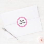 Heb een geweldige dag Positief Roze Lief Ronde Sticker (Envelop)