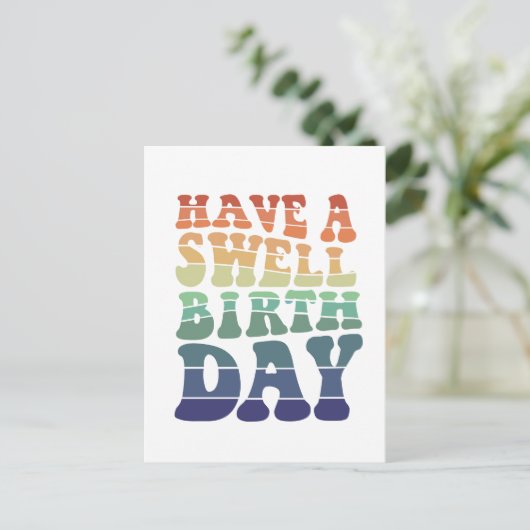 Heb een geweldige verjaardag moderne regenboog typ briefkaart (Staand voorkant)