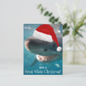 Heb een geweldige witte kerst grappige haai Austra Briefkaart (Staand voorkant)