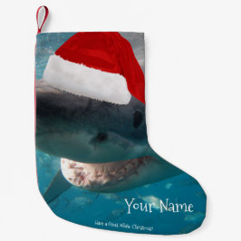 Heb een geweldige witte kersthaai, Santa Hat Funny Kleine Kerstsok