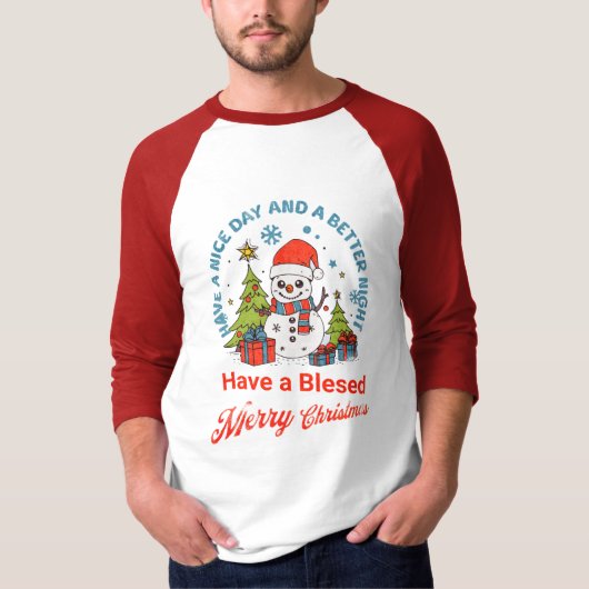 Heb een gezegend vrolijk kerstfeest & een gelukkig t-shirt (Voorkant)