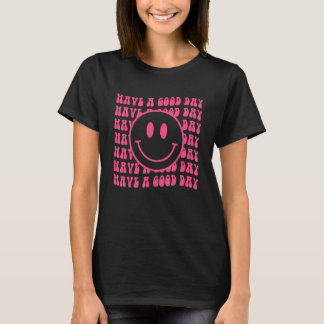 Heb een goede dag met Retro Smile Face Happy Face  T-shirt