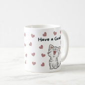 Heb een goede dag Mok, Schattigee kat koffie cup Koffiemok (Voorkant rechts)