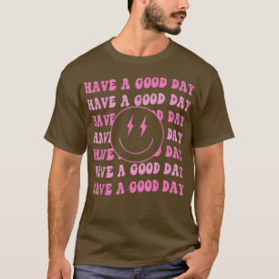Heb een goede dag roze Smiley Face Preppy esthetie T-shirt