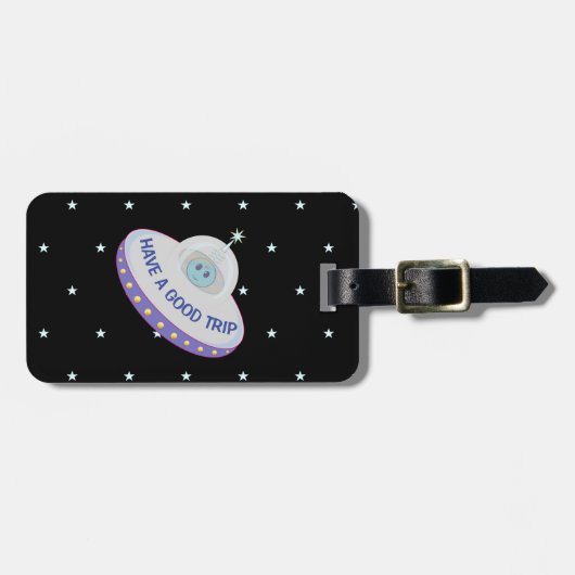 Heb een goede reis vliegende schotel bagagelabel (Voorkant horizontaal)