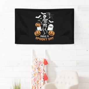 Heb een griezelige dag Halloween Heks Cadeau Skele Spandoek