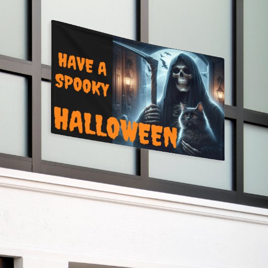 Heb een grimmige Halloween Reeper Spandoek (Buitenkant Gebouw)