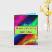 Heb een Groovy Birthday Bright Multicolored Neon Kaart (Gele Bloem)