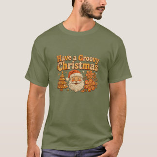 Heb een groovy kerst retro kerstman T-shirt