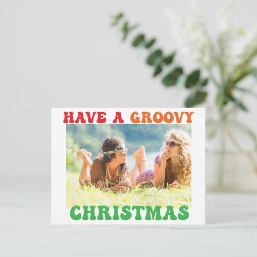 Heb een Groovy-kerstfoto met hippie Briefkaart (Staand voorkant)