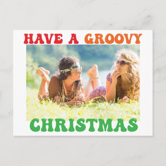 Heb een Groovy-kerstfoto met hippie Briefkaart (Voorkant)