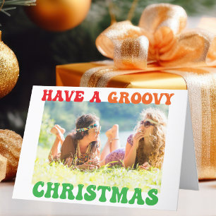 Heb een Groovy-kerstfoto met hippie Feestdagen Kaart