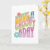 Heb een groovy verjaardag | Retro Hippie Kaart (Gele Bloem)