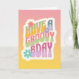 Heb een groovy verjaardag | Retro Hippie Kaart