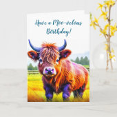 Heb een grote verjaardag Koe Puns Kaart (Gele Bloem)