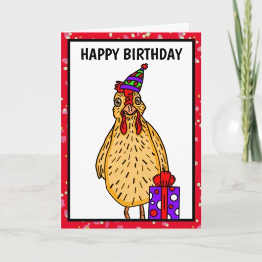 Heb een Happy Clucking Birthday Chicken Pun Kaart (Voorkant)