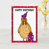 Heb een Happy Clucking Birthday Chicken Pun Kaart (Gele Bloem)