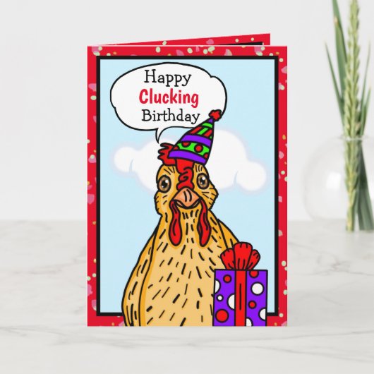Heb een Happy Clucking Birthday Chicken Pun Kaart (Voorkant)