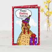 Heb een Happy Clucking Birthday Chicken Pun Kaart (Gele Bloem)