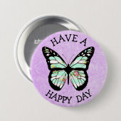 Heb een Happy Day Paarse Butterfly Button (Voorkant /achterkant)