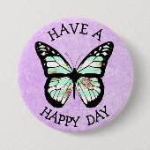 Heb een Happy Day Paarse Butterfly Button (Voorkant)