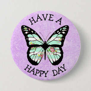 Heb een Happy Day Paarse Butterfly Button