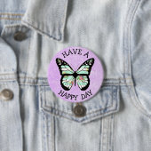 Heb een Happy Day Paarse Butterfly Button (In situ)