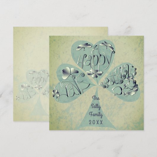 "Heb een Happy St. Patrick's Day" Handgeschreven d Bedankkaart (Voorkant / Achterkant)