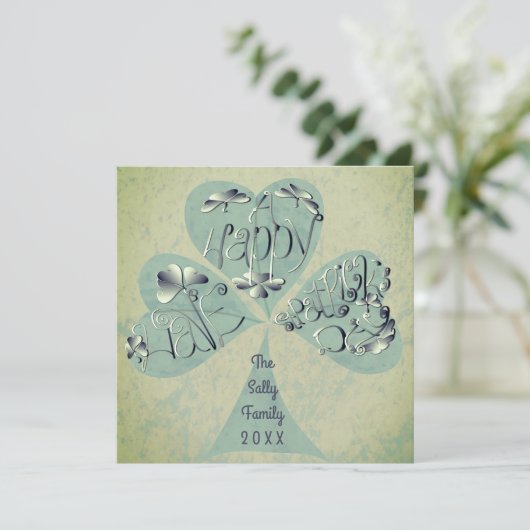 "Heb een Happy St. Patrick's Day" Handgeschreven d Bedankkaart (Staand voorkant)