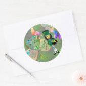 "Heb een Happy St. Patrick's Day!" Leprechaun Ronde Sticker (Envelop)