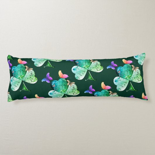 "Heb een Happy St. Patrick's Day" Shamrock Sherpa Lichaamskussen (Achterkant)