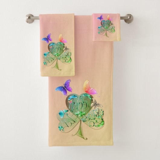 "Heb een Happy St. Patrick's Day" Shamrock Towel Bad Handdoek (Insitu)