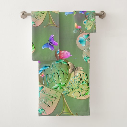 "Heb een Happy St. Patrick's" Shamrocks Bad Handdoek (Insitu)