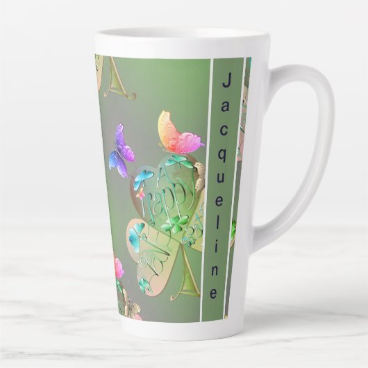 "Heb een Happy St. Patrick's" Shamrocks Latte Mok (Rechts)