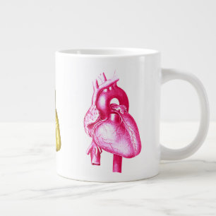 Heb een hart: Colorful Cardiology Anatomy Pop Art Grote Koffiekop
