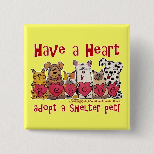 Heb een hart vierkante button 5,1 cm (Voorkant)