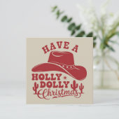 Heb een heel grappige Kerstmis Cowboy Hoed Xmas Feestdagenkaart (Staand voorkant)
