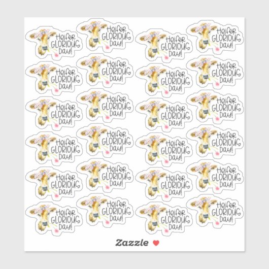 Heb een heerlijke dag Cute Heifer Koe Pun Sticker (Vel)