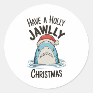 Heb een heilige Kerstmis Haai Kerstman Hoed Ronde Sticker