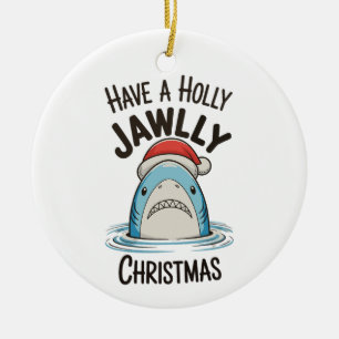 Heb een heilige Kerstmis Haifisch Kerstman Hoed Keramisch Ornament