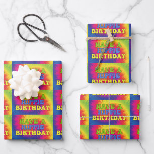 Heb een hippie Birthday Tie Dye Cute Colorful 70's Inpakpapier Vel