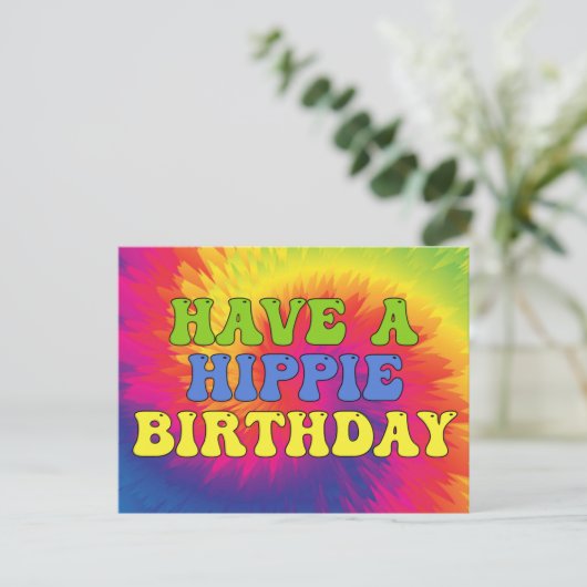 Heb een hippie-verjaardag tie-dye leuk gekleurd 70 briefkaart (Staand voorkant)