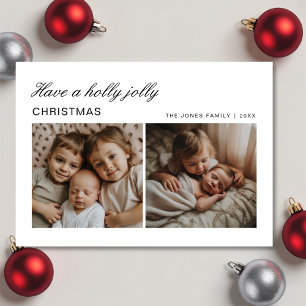 Heb een Holly Jolly Christmas 2photo Familiekaart Feestdagenkaart