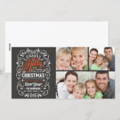 Heb een Holly Jolly Christmas Chalkboard 3-foto Feestdagenkaart (Voorkant / Achterkant)