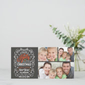 Heb een Holly Jolly Christmas Chalkboard 3-foto Feestdagenkaart (Staand voorkant)