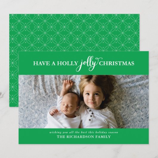 HEB EEN HOLLY JOLLY CHRISTMAS FLAT FOTO FEESTDAGENKAART (Voorkant / Achterkant)